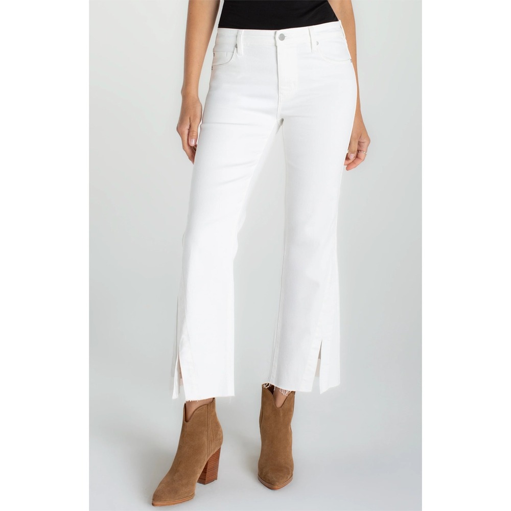 NWT‎ Liverpool Los Angeles Hannah Crop Flare Twisted Slit Jeans White Women 4/27